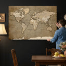 World Map Wall Art Canvas Print, Framed Map Art Picture