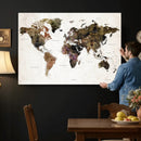 Watercolor World Map Print - Large Wall Art Canvas Print for