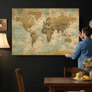 Vintage World Map Wall Art Canvas Print, Detailed World Map