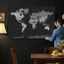 Black World Map Wall Art Canvas Print – Detailed Map of the by MyGreatCanvas | Canvas Wall Art Prints | Photo Prints & Wall Decor