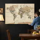 Framed World Map Wall Art for Home and Office Decor
