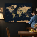 Vintage World Map Canvas on the Dark Background Wall Art