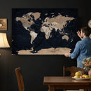 Grunge Wall Art World Map Canvas Print