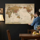 Vintage Detailed World Map Wall Art Canvas Print – Antique