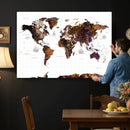 Rustic World Map Wall Art Canvas Print | Large World Map on