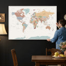 Pastel Colors World Map Wall Art Canvas Print