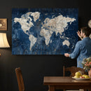 Large Blue World Map Wall Art Canvas Print for Home Office by MyGreatCanvas | Canvas Wall Art Prints | Photo Prints & Wall Decor