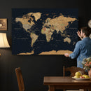 Vintage World Map Earth Globe Countries Oceans Continents