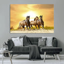 Wild Horses Wall Art Canvas Print – Framed Galloping Herd