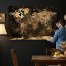 World Map Canvas Print, Modern Decorative Framed Map Artwork