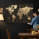 Framed World Map with Pin Canvas Print – Detailed World Map by MyGreatCanvas | Canvas Wall Art Prints | Photo Prints & Wall Decor
