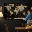 Push Pin World Map Canvas Wall Art Print, Interactive Travel