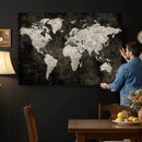 Vintage World Map Wall Art Canvas Print – Framed Large Map
