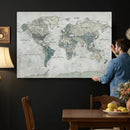 Neutral Vintage World Map Canvas Wall Art Print, Classic Map by MyGreatCanvas | Canvas Wall Art Prints | Photo Prints & Wall Decor