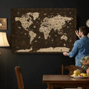 Colorful World Map Canvas Wall Art with Landmarks – Framed by MyGreatCanvas | Canvas Wall Art Prints | Photo Prints & Wall Decor