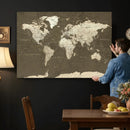 Vintage World Map Canvas Print – Framed Travel Map Wall Art