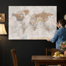 Detailed World Map Wall Art Canvas Print for Home and Office Decor
