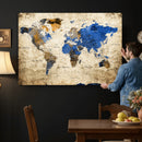 World Map Canvas Print – Colorful Abstract Travel Map,