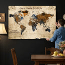 World Map Wall Art Canvas Print, Modern Decorative Framed