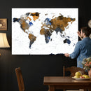 Colorful Watercolor World Map Canvas Wall Art – Framed