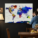 World Map Wall Art Canvas Print, Modern Decorative Framed