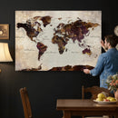 World Map Canvas Triptych – Colorful Global Wall Art for