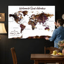 Custom Push Pin World Map Wall Art Canvas Print –