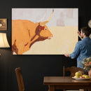 Minimal Longhorn Bull Wall Art Canvas Print, Neutral Western by MyGreatCanvas | Canvas Wall Art Prints | Photo Prints & Wall Decor