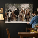 Western Longhorn Herd Wall Art Canvas Print, Sepia Texas by MyGreatCanvas | Canvas Wall Art Prints | Photo Prints & Wall Decor