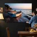 Coastal Fishing Boats Wall Art Canvas Print, Sunset Beach by MyGreatCanvas | Canvas Wall Art Prints | Photo Prints & Wall Decor
