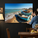 Coastal Fishing Boats Wall Art Canvas Print, Sunset Beach by MyGreatCanvas | Canvas Wall Art Prints | Photo Prints & Wall Decor
