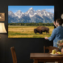 Bison in Mountain Landscape Wall Art Canvas Print – Western by MyGreatCanvas | Canvas Wall Art Prints | Photo Prints & Wall Decor