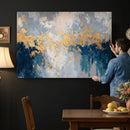 Blue Gold Abstract Large Framed Canvas Wall Art, Modern by MyGreatCanvas | Canvas Wall Art Prints | Photo Prints & Wall Decor