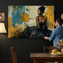 Elegant Woman Canvas Wall Art — Black Gold Gown Fashion by MyGreatCanvas | Canvas Wall Art Prints | Photo Prints & Wall Decor