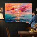 Bold Palette Knife Ocean Sunset Canvas — Orange Pink Teal by MyGreatCanvas | Canvas Wall Art Prints | Photo Prints & Wall Decor