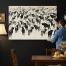 Longhorn Cattle Canvas Wall Art, Black White Stampede Ink by MyGreatCanvas | Canvas Wall Art Prints | Photo Prints & Wall Decor