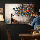 Banksy Graffiti Butterfly Girl Wall Art Canvas Print, Framed by MyGreatCanvas | Canvas Wall Art Prints | Photo Prints & Wall Decor