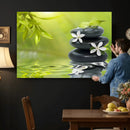 Plumeria Frangipani Black Stone Canvas | White Flower Spa by MyGreatCanvas | Canvas Wall Art Prints | Photo Prints & Wall Decor