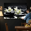 Plumeria Frangipani Black Stone Canvas | White Flower Spa by MyGreatCanvas | Canvas Wall Art Prints | Photo Prints & Wall Decor