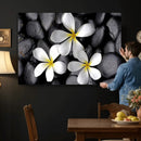 Plumeria Frangipani Black Stone Canvas | White Flower Spa by MyGreatCanvas | Canvas Wall Art Prints | Photo Prints & Wall Decor