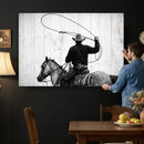 Cowboy Lasso Canvas Wall Art, Black White Western Horse by MyGreatCanvas | Canvas Wall Art Prints | Photo Prints & Wall Decor