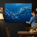 School of Fish Canvas Print | Blue Ocean Underwater Wall Art by MyGreatCanvas | Canvas Wall Art Prints | Photo Prints & Wall Decor