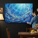 School of Fish Canvas Print | Blue Ocean Underwater Wall Art by MyGreatCanvas | Canvas Wall Art Prints | Photo Prints & Wall Decor