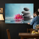 Zen Canvas Wall Art Lotus Flower Stacked Stones Teal Spa by MyGreatCanvas | Canvas Wall Art Prints | Photo Prints & Wall Decor