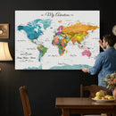 Custom Push Pin Watercolor World Map Canvas Wall Art Print – by MyGreatCanvas | Canvas Wall Art Prints | Photo Prints & Wall Decor