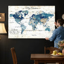 Watercolor World Map Canvas Wall Art Print – Abstract