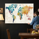 Watercolor World Map Canvas Wall Art Print – Abstract by MyGreatCanvas | Canvas Wall Art Prints | Photo Prints & Wall Decor
