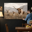 Rustic Texas Longhorn Cow Canvas Wall Art Print, Rustic Farm Animal Photography Print, Farmhouse Country Decor, Western Ranch Art