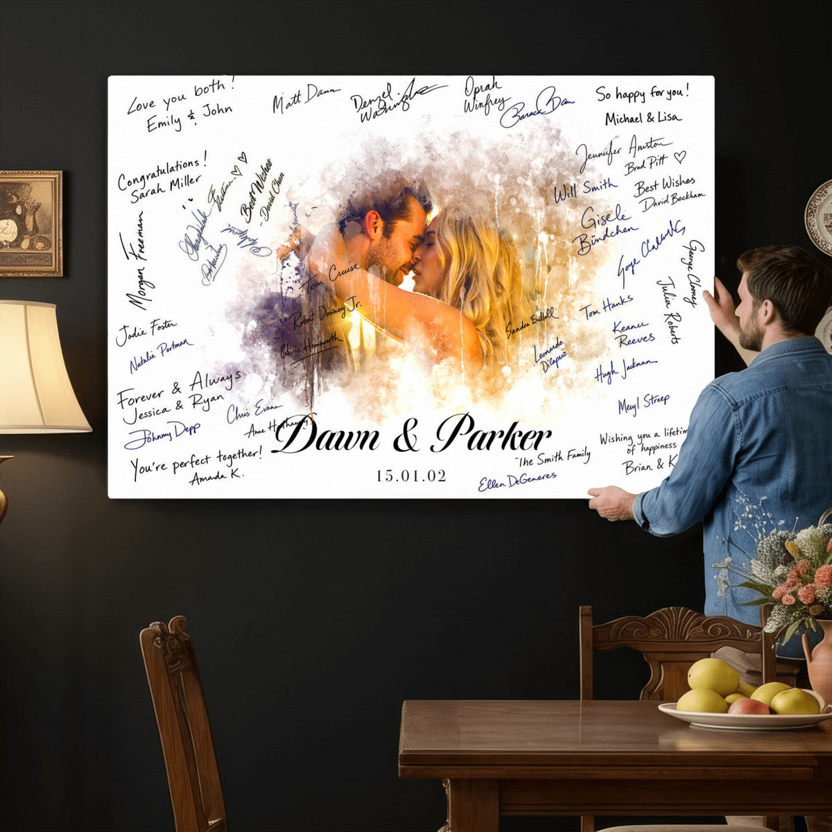 Wedding Guest Book Alternative Wall Art Canvas Print, Personalized, photo 20 of 27