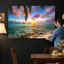 Hawaii Beach Sunset Canvas Wall Art Print, Tropical Ocean Landscape Artwork, Palm Tree Coastal Decor for Living Room Bedroom by MyGreatCanvas | Canvas Wall Art Prints | Photo Prints & Wall Decor